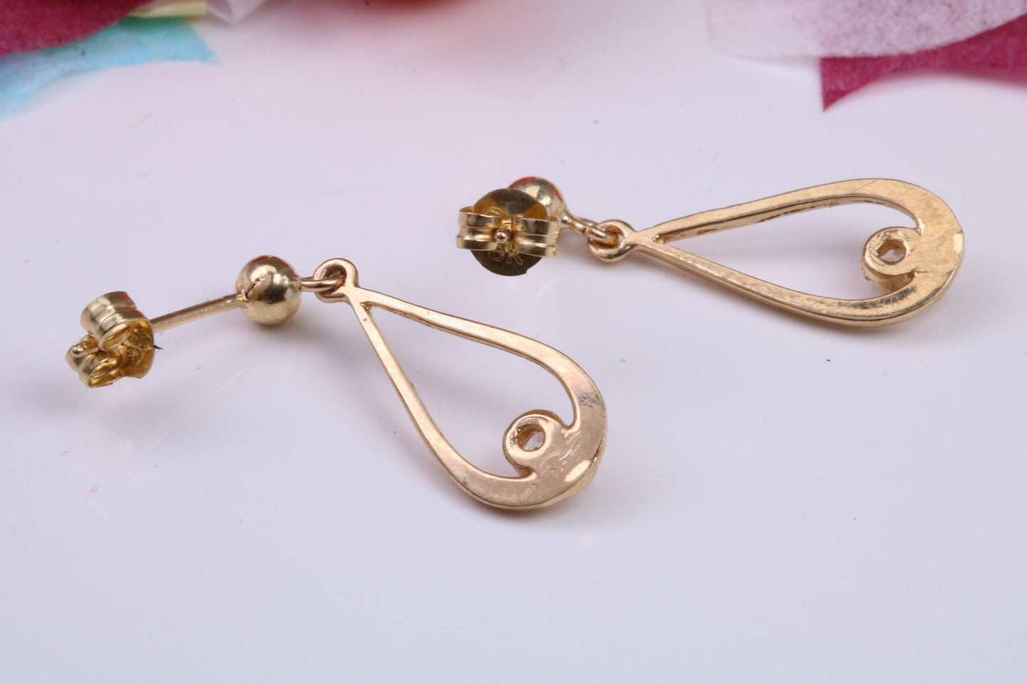 20 mm Long Droppers C Z set Stud Earrings Made from 9ct Yellow Gold