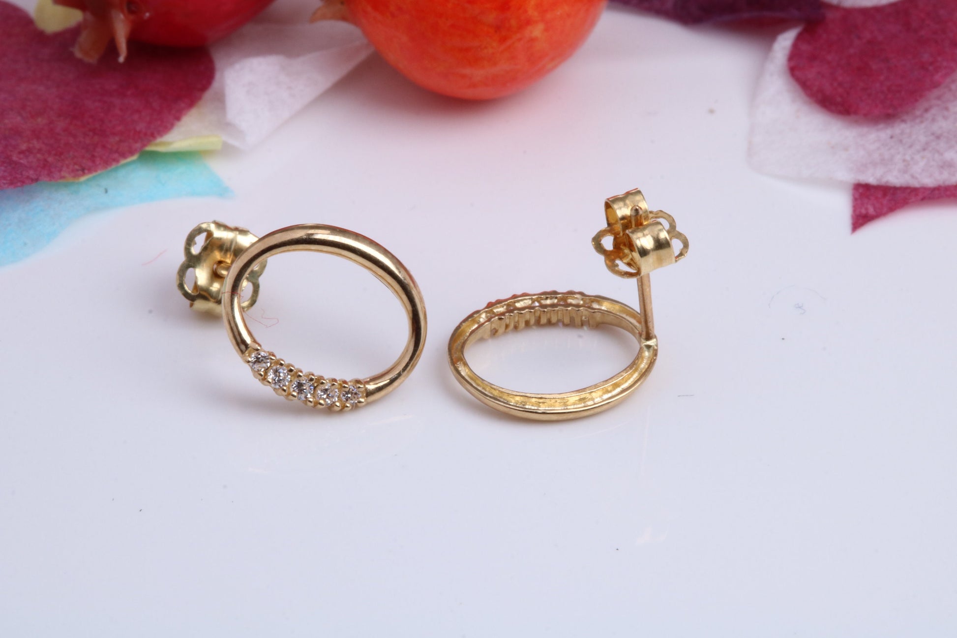 Oval Cubic Zirconia set Stud Earrings Made from 9ct Yellow Gold