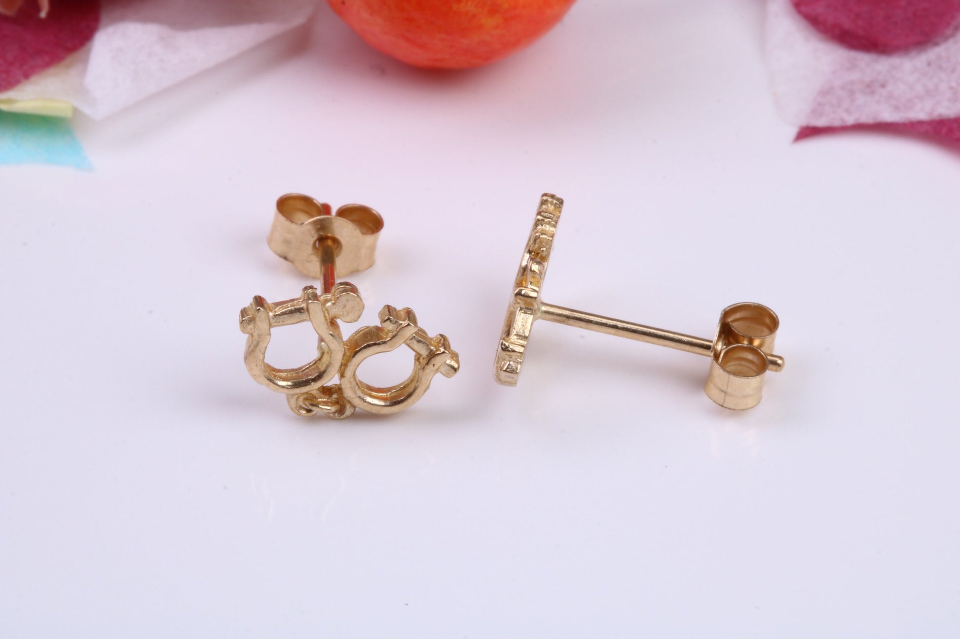 Hand Cuffs Stud Earrings Made from 9ct Yellow Gold