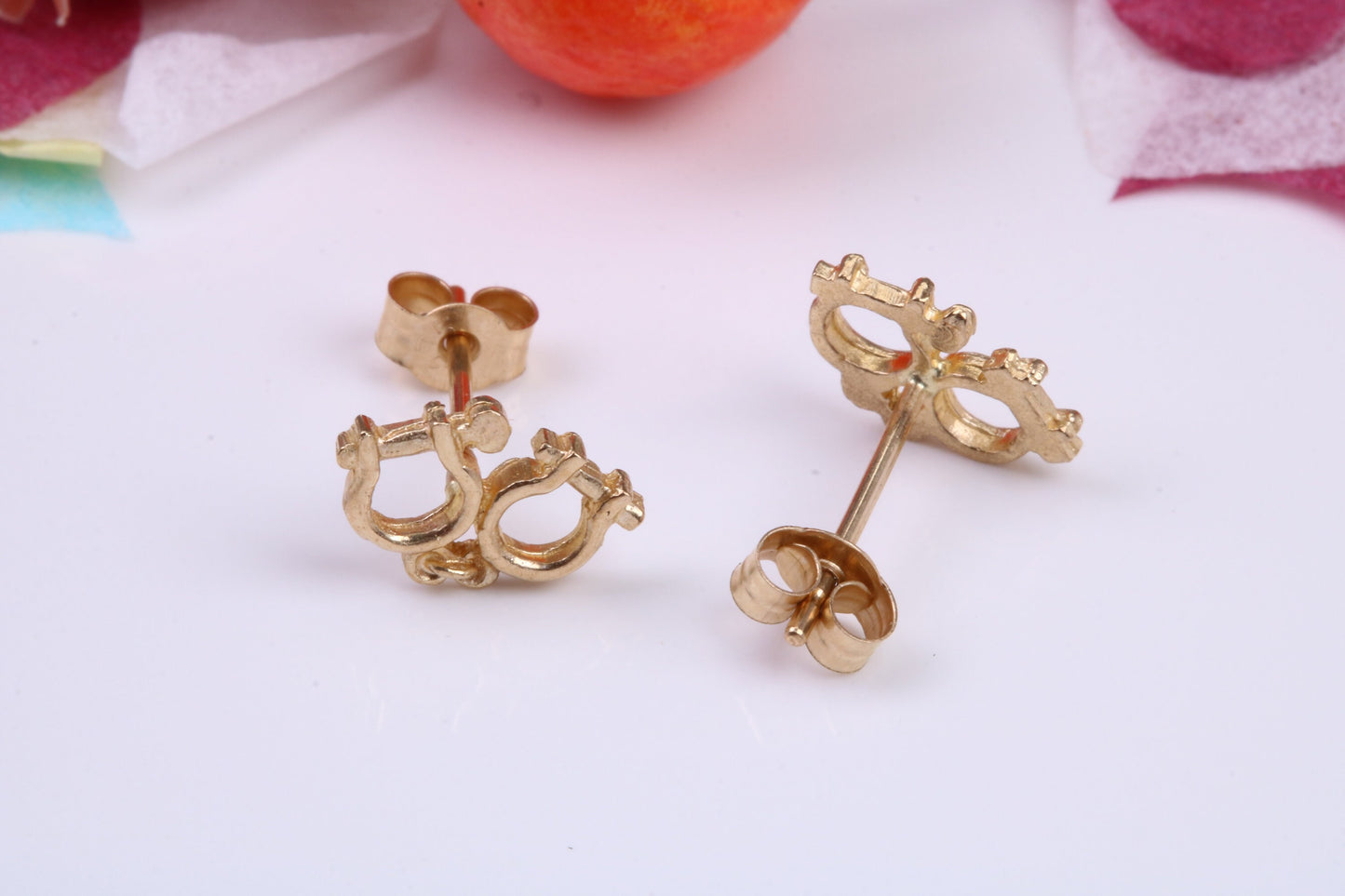 Hand Cuffs Stud Earrings Made from 9ct Yellow Gold