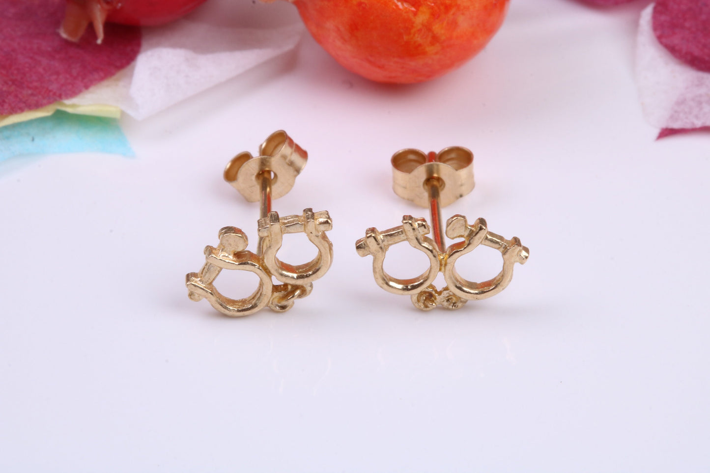 Hand Cuffs Stud Earrings Made from 9ct Yellow Gold