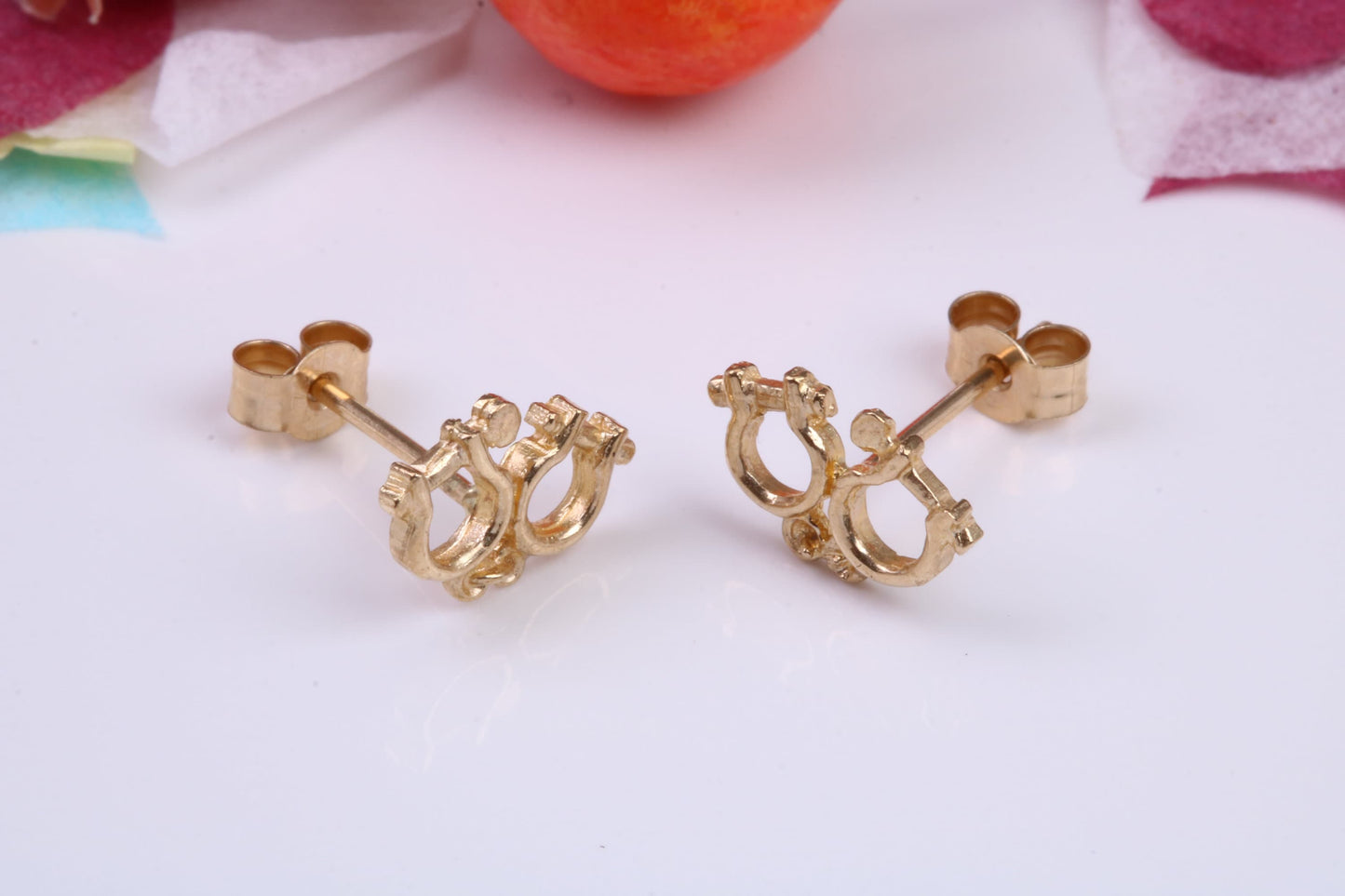 Hand Cuffs Stud Earrings Made from 9ct Yellow Gold