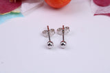 3 mm Round Ball Stud Earrings Made from 9ct White Gold