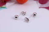 4 mm Round Ball Stud Earrings Made from 9ct White Gold