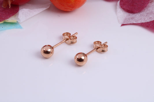 4 mm Round Ball Stud Earrings Made from 9ct Rose Gold