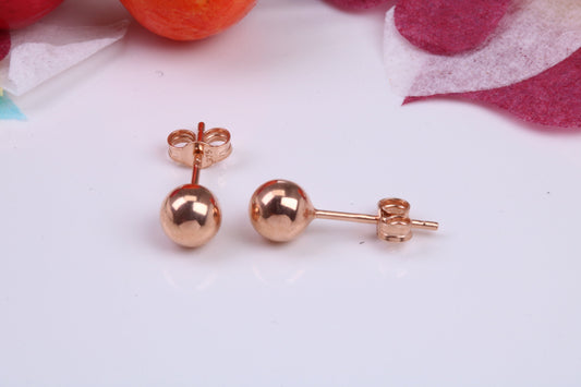 5 mm Round Ball Stud Earrings Made from 9ct Rose Gold