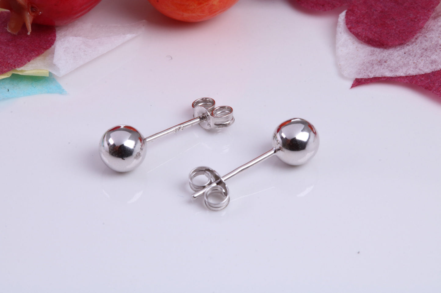 5 mm Round Ball Stud Earrings Made from 9ct White Gold