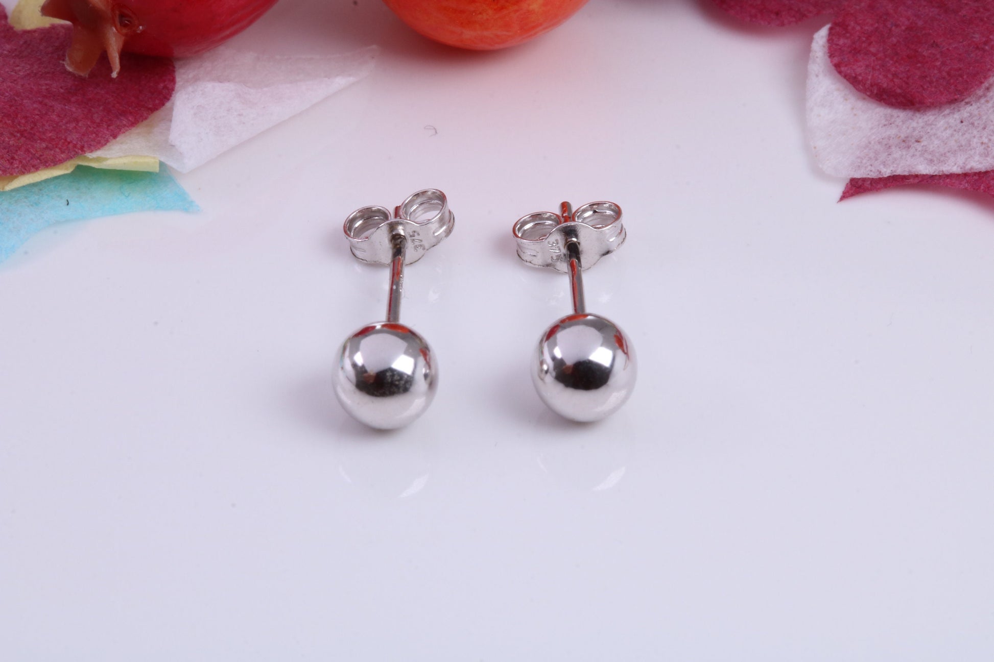 5 mm Round Ball Stud Earrings Made from 9ct White Gold