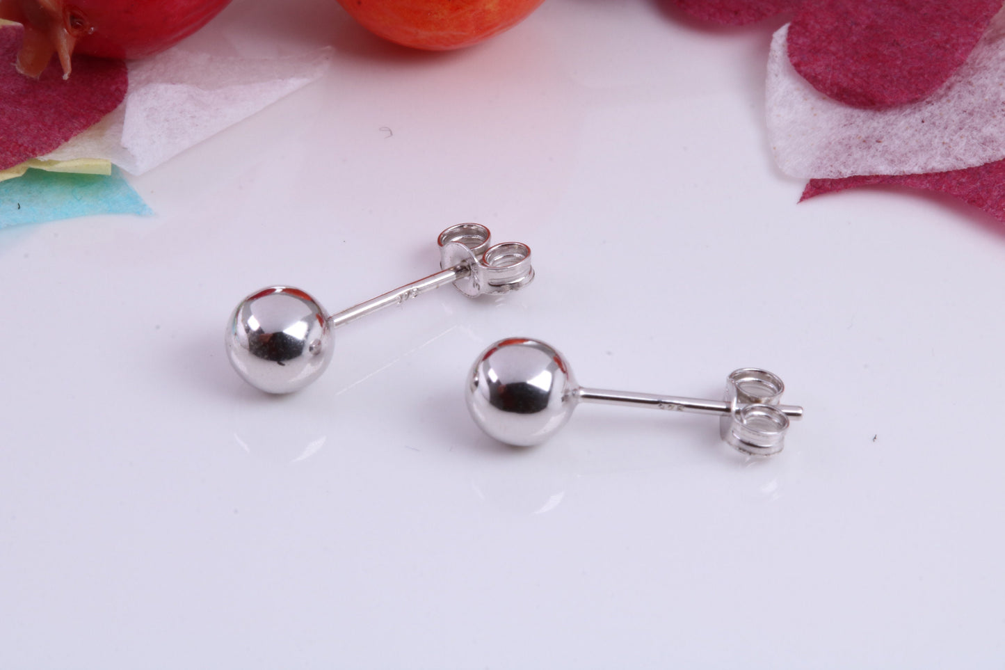 5 mm Round Ball Stud Earrings Made from 9ct White Gold