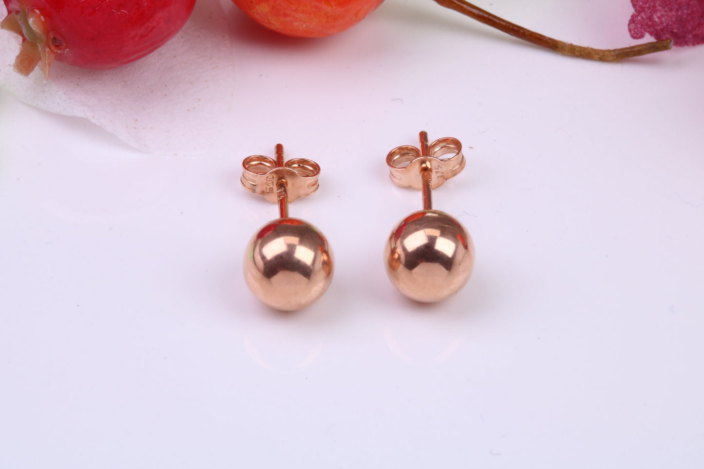 6 mm Round Ball Stud Earrings Made from 9ct Rose Gold