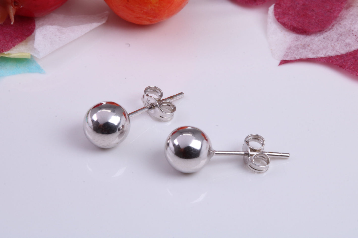 6 mm Round Ball Stud Earrings Made from 9ct White Gold