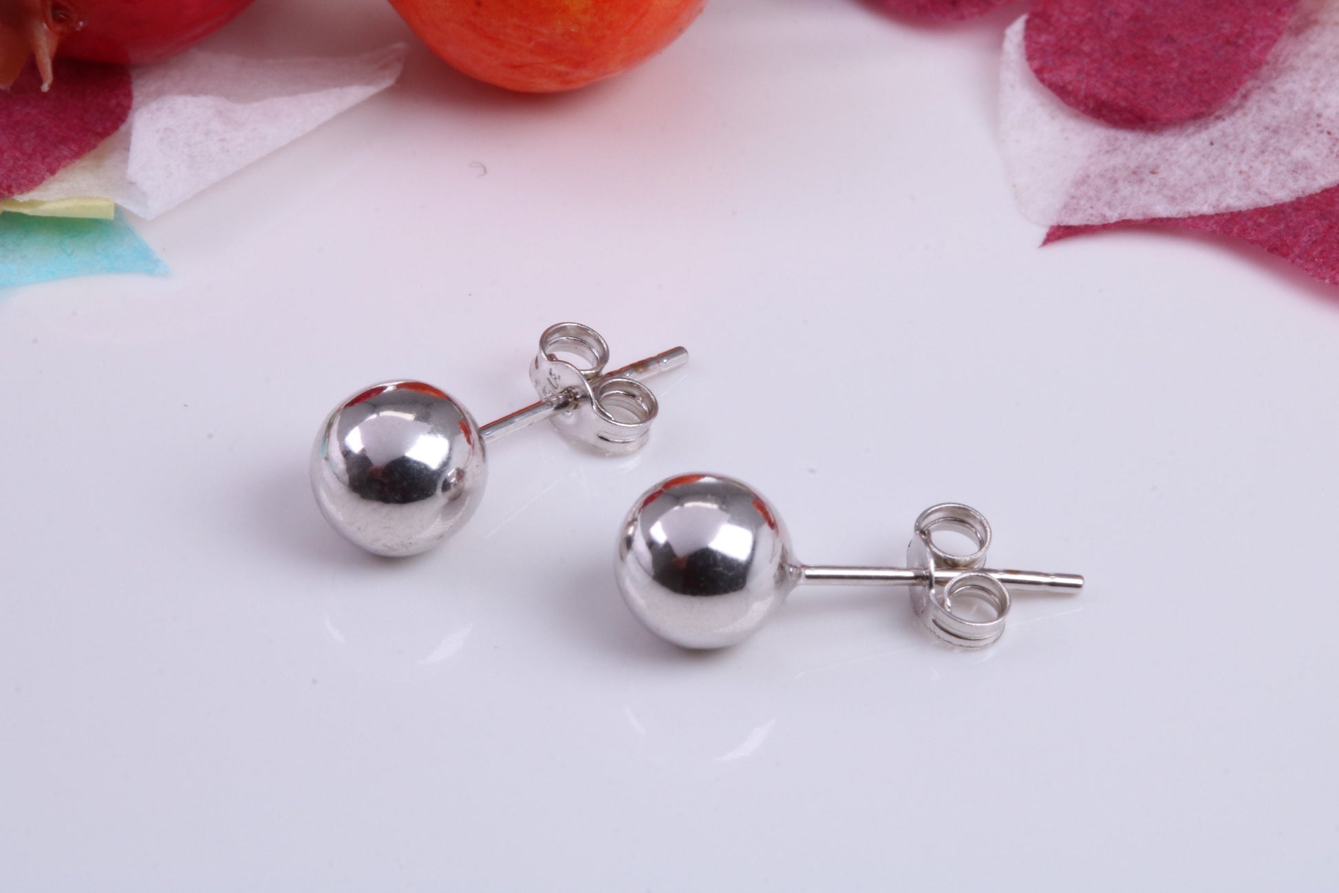 6 mm Round Ball Stud Earrings Made from 9ct White Gold