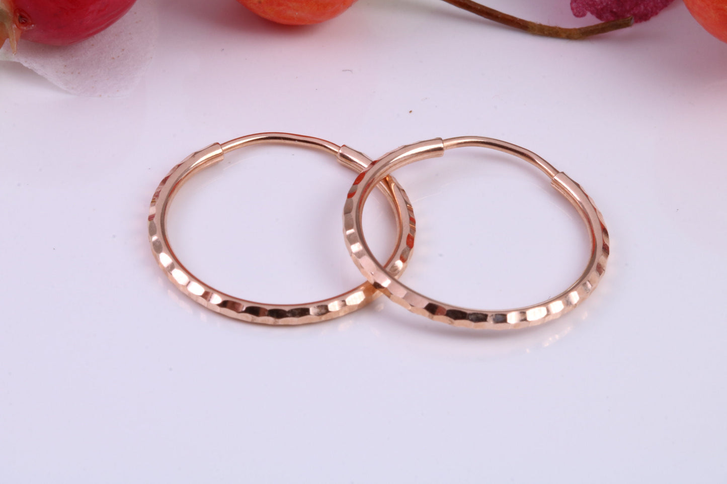 19 mm Round Diamond cut Sleeper Earrings Made from 9ct Rose Gold