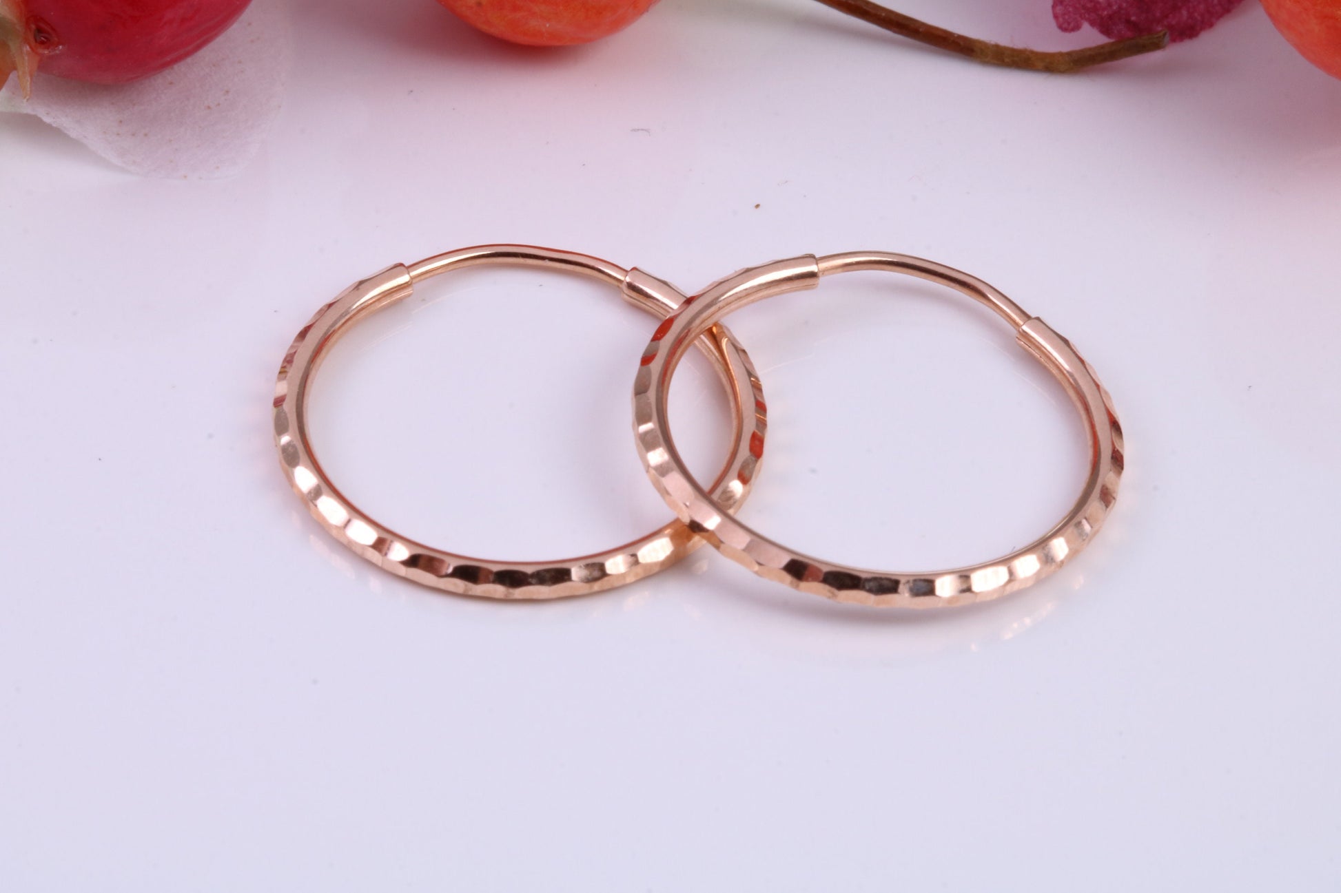 19 mm Round Diamond cut Sleeper Earrings Made from 9ct Rose Gold