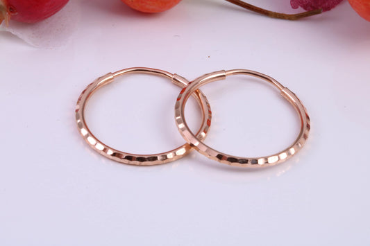 19 mm Round Diamond cut Sleeper Earrings Made from 9ct Rose Gold