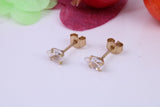 Small Pear Drop cut Cubic Zirconia set Stud Earrings, Measures 5 x 3 mm, Made from Solid 9ct Yellow Gold