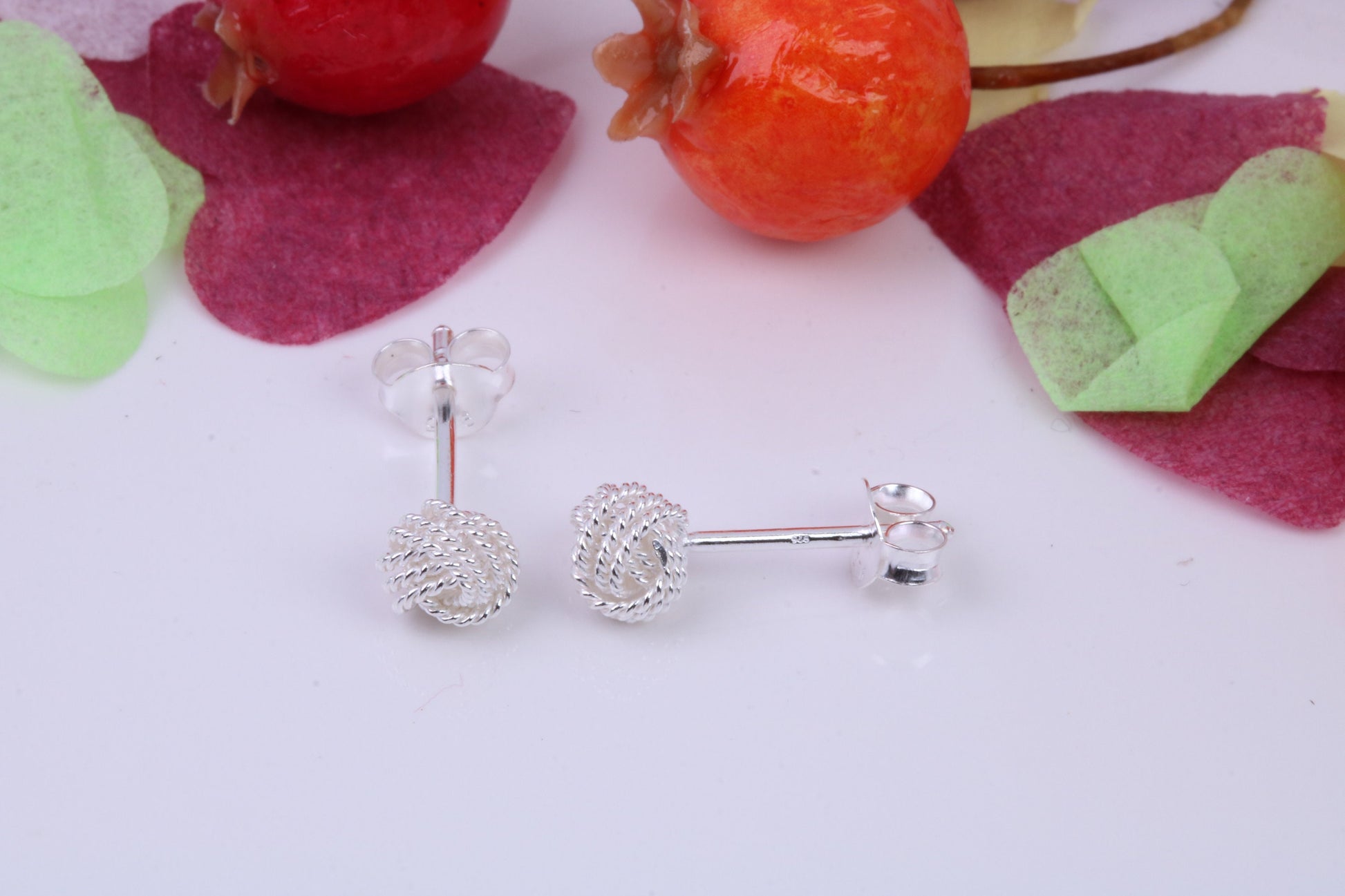 6 mm Round Knotted Stud Earrings, Made from 925 Grade Sterling Silver