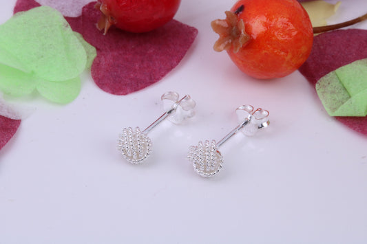 6 mm Round Knotted Stud Earrings, Made from 925 Grade Sterling Silver