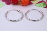 25 mm Round Sleeper Hoop Earrings Made from 925 Grade Sterling Silver