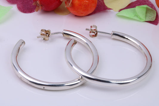 35 mm Round Creole Hoop Earrings Made from 925 Grade Sterling Silver