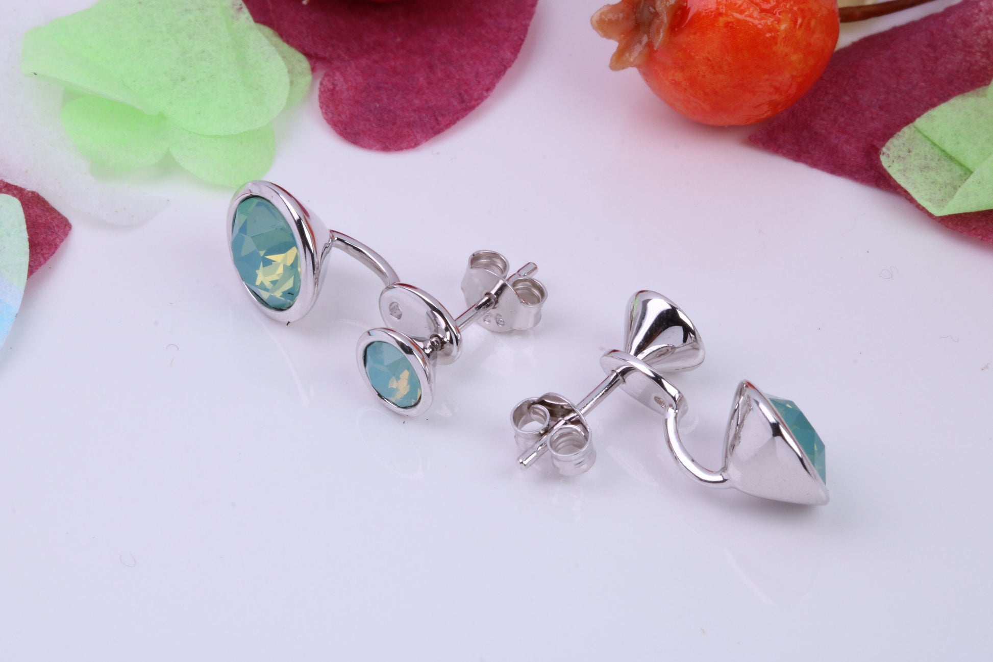 Blue Opal set Earrings, 2 in 1 Earrings, May be Worn as Droppers or Studs, Made from 925 Grade Sterling Silver