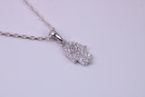 Hamsa Cubic Zirconia set Necklace, made from solid Sterling Silver