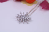 Snow Flake Necklace set with Cubic Zirconia's, made from solid Sterling Silver