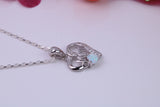 Love Mom, White Opal and Cubic Zirconia set Necklace, made from solid Sterling Silver