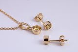 November Yellow Topaz C Z set Necklace and Matching Stud Earrings, made from solid Sterling Silver and 18ct Yellow Gold Plated