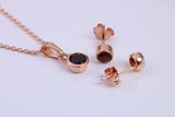 January Garnet C Z set Necklace and Matching Stud Earrings, made from solid Sterling Silver and 18ct Rose Gold Plated