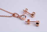 April Diamond C Z set Necklace and Matching Stud Earrings, made from solid Sterling Silver and 18ct Rose Gold Plated