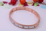 Hinged Bangle set with Diamond White Cubic Zirconia, Made from solid Sterling Silver, 18ct Rose Gold Plated, Matt Finished