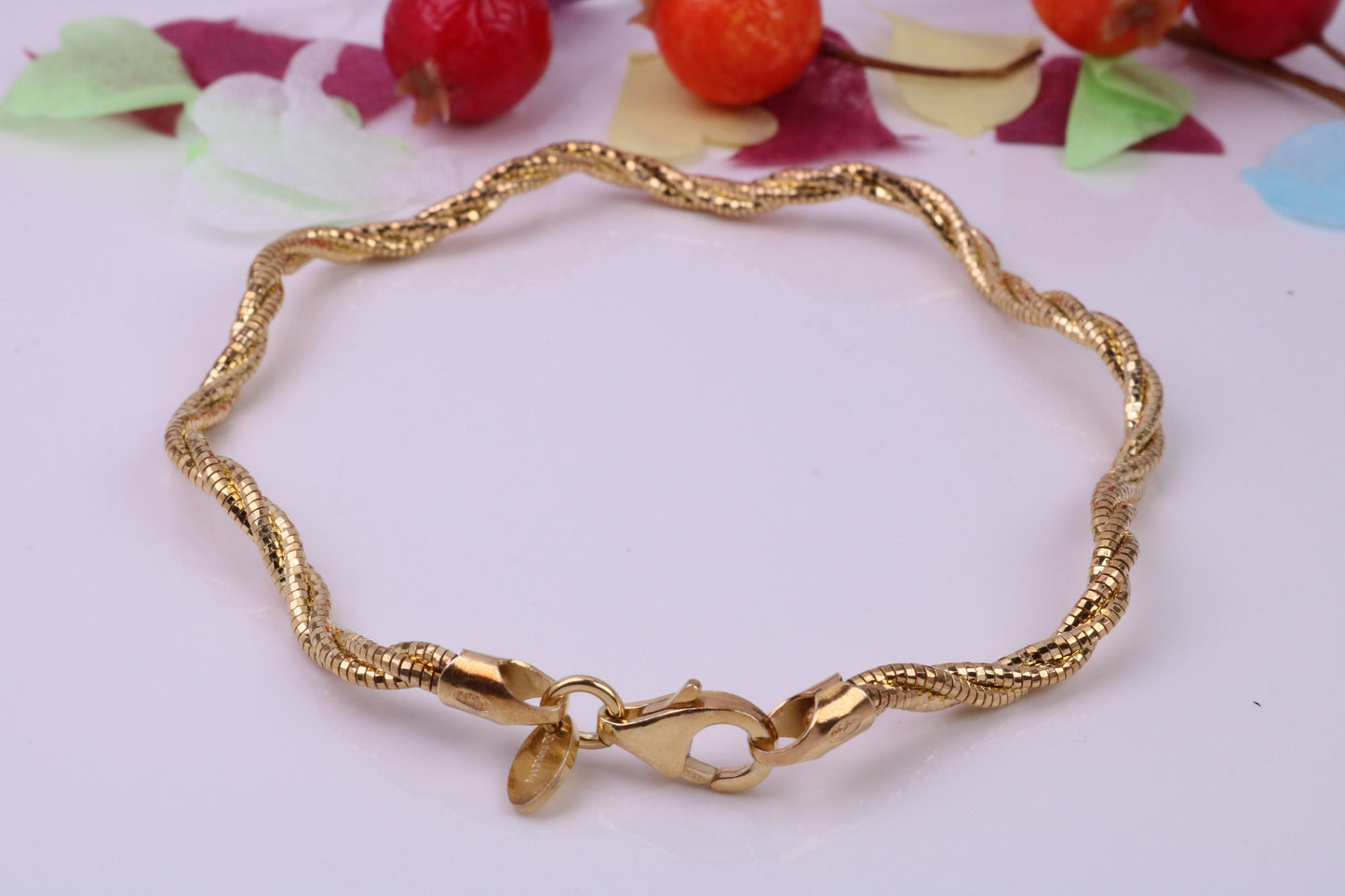 Twisted Rope Bangle, made from solid Sterling Silver, 18ct Yellow Gold Plated