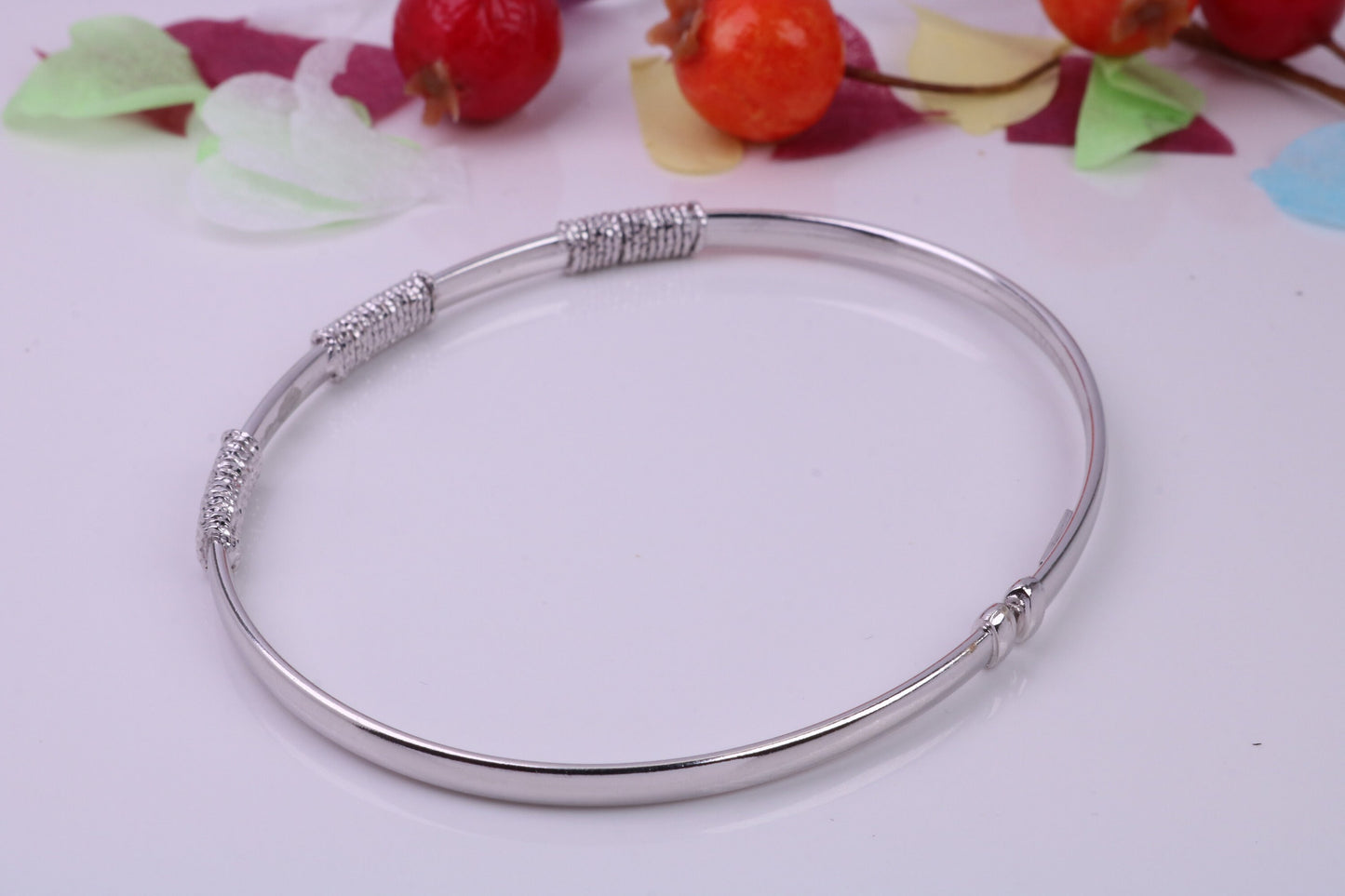 Oval Bangle, made from solid Sterling Silver, Rhodium Plated