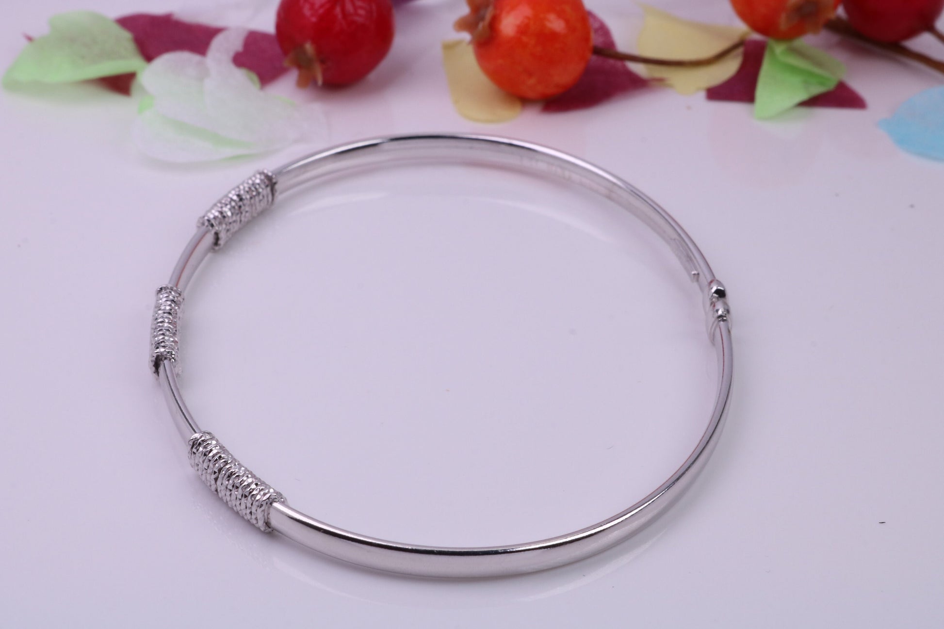 Oval Bangle, made from solid Sterling Silver, Rhodium Plated