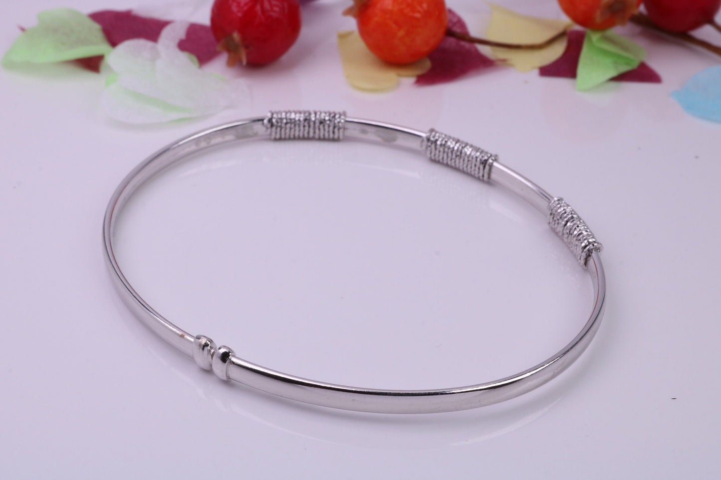 Oval Bangle, made from solid Sterling Silver, Rhodium Plated