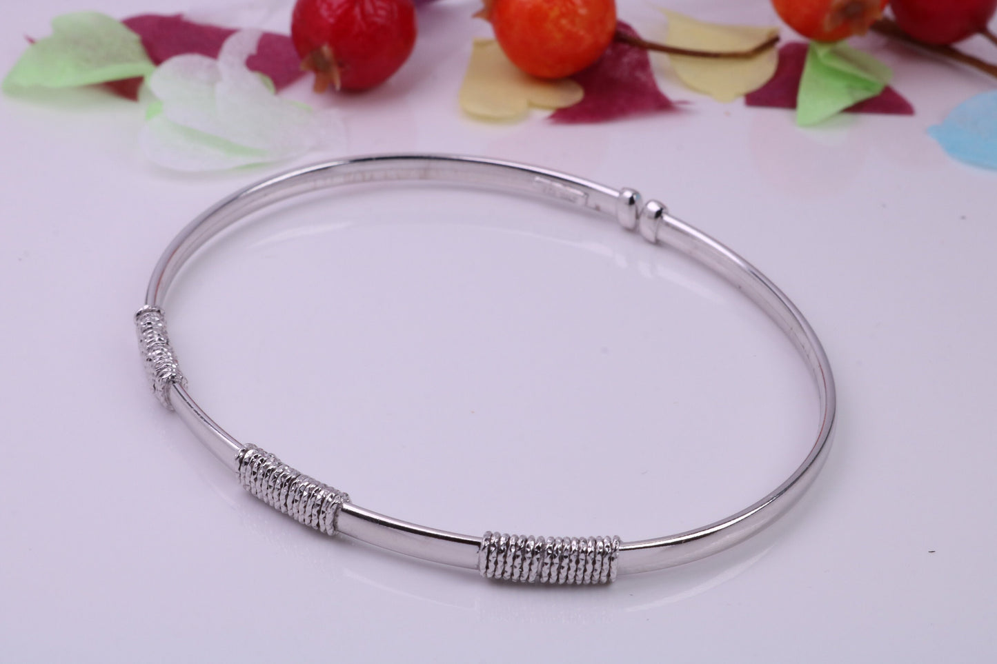 Oval Bangle, made from solid Sterling Silver, Rhodium Plated