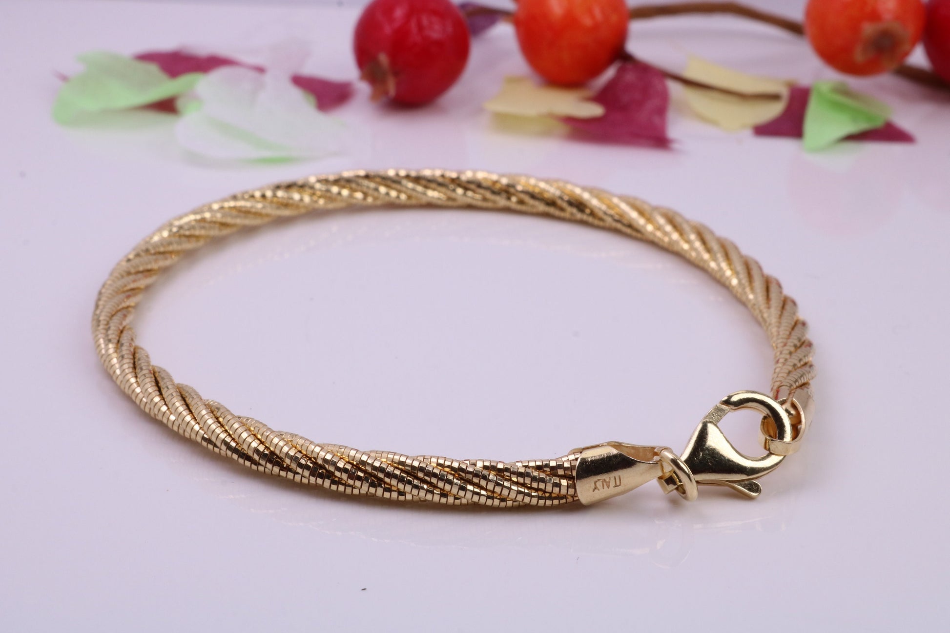 Twisted Rope Multi Stranded Bangle/Bracelet, made from solid Sterling Silver, 18ct Yellow Gold Plated