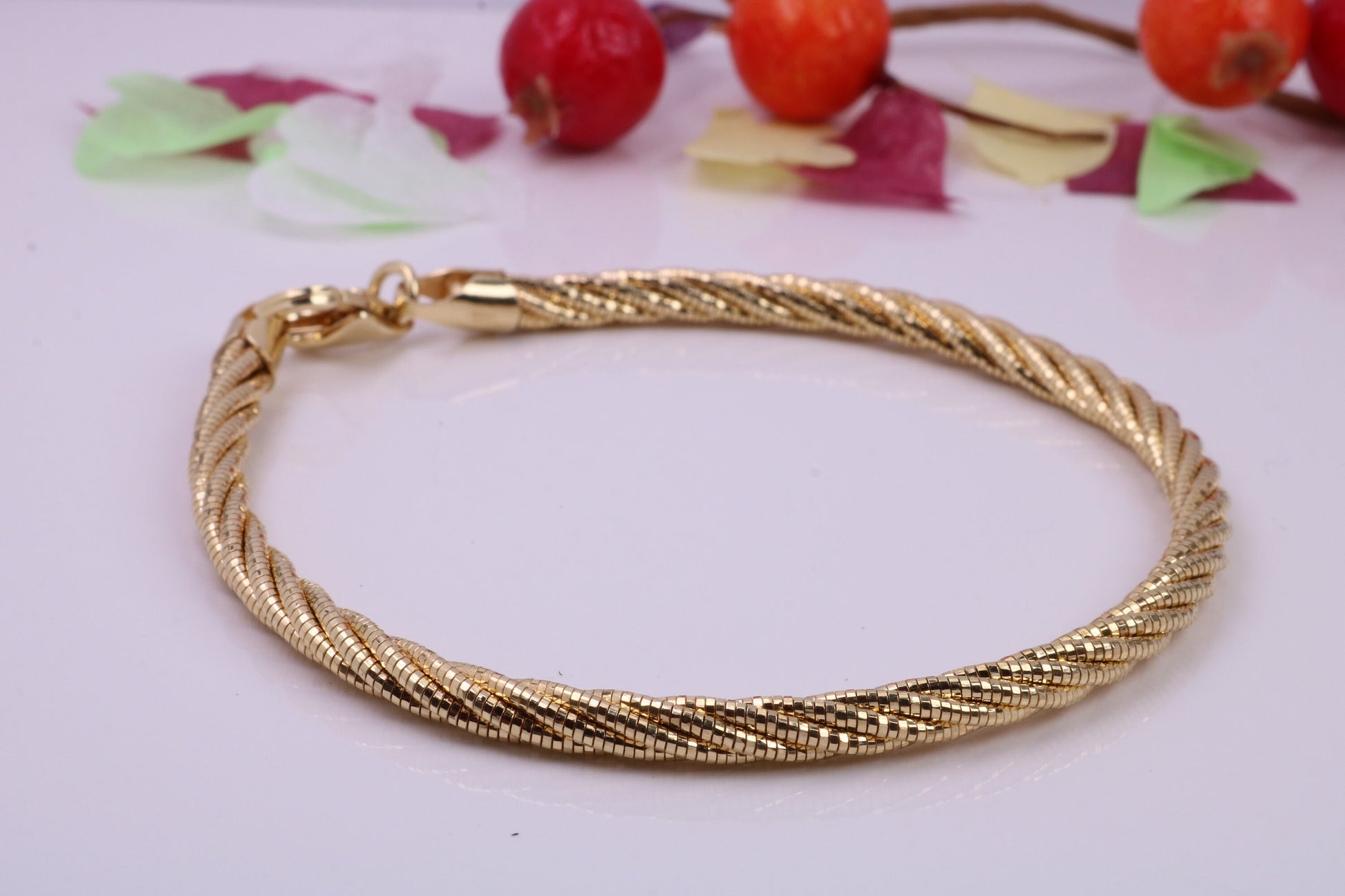 Twisted Rope Multi Stranded Bangle/Bracelet, made from solid Sterling Silver, 18ct Yellow Gold Plated
