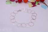 Light Weight Round Link Bracelet, made from solid Sterling Silver, 7.50 Inches Long