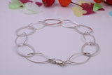 Light Weight Oval Link Bracelet, made from solid Sterling Silver, 7.50 Inches Long