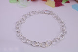 Open Link Bracelet, Ideal to Attach Charms, Good Strong Link, Made from solid Sterling Silver, 7.50 Inches Long