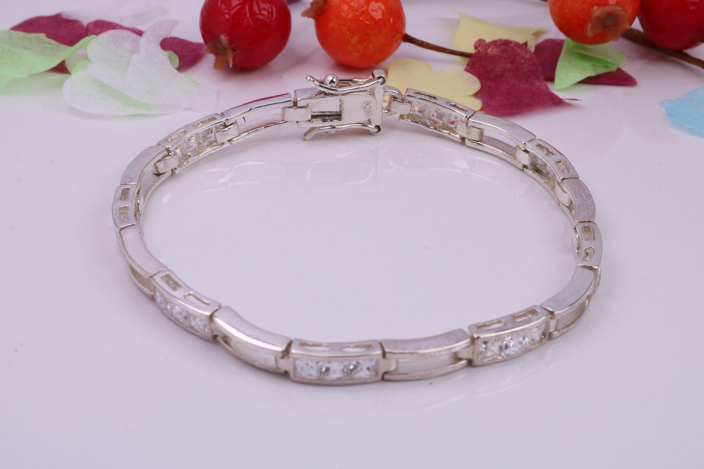 Cubic Zirconia set Tennis Bracelet, made from solid Sterling Silver, Platinum and Diamond Look for a Fraction of the cost