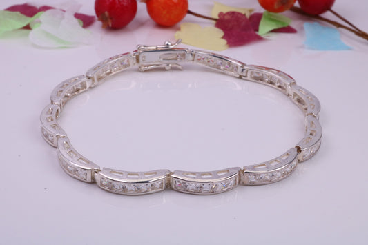 Cubic Zirconia set Tennis Bracelet, made from solid Sterling Silver, Platinum and Diamond Look for a Fraction of the cost