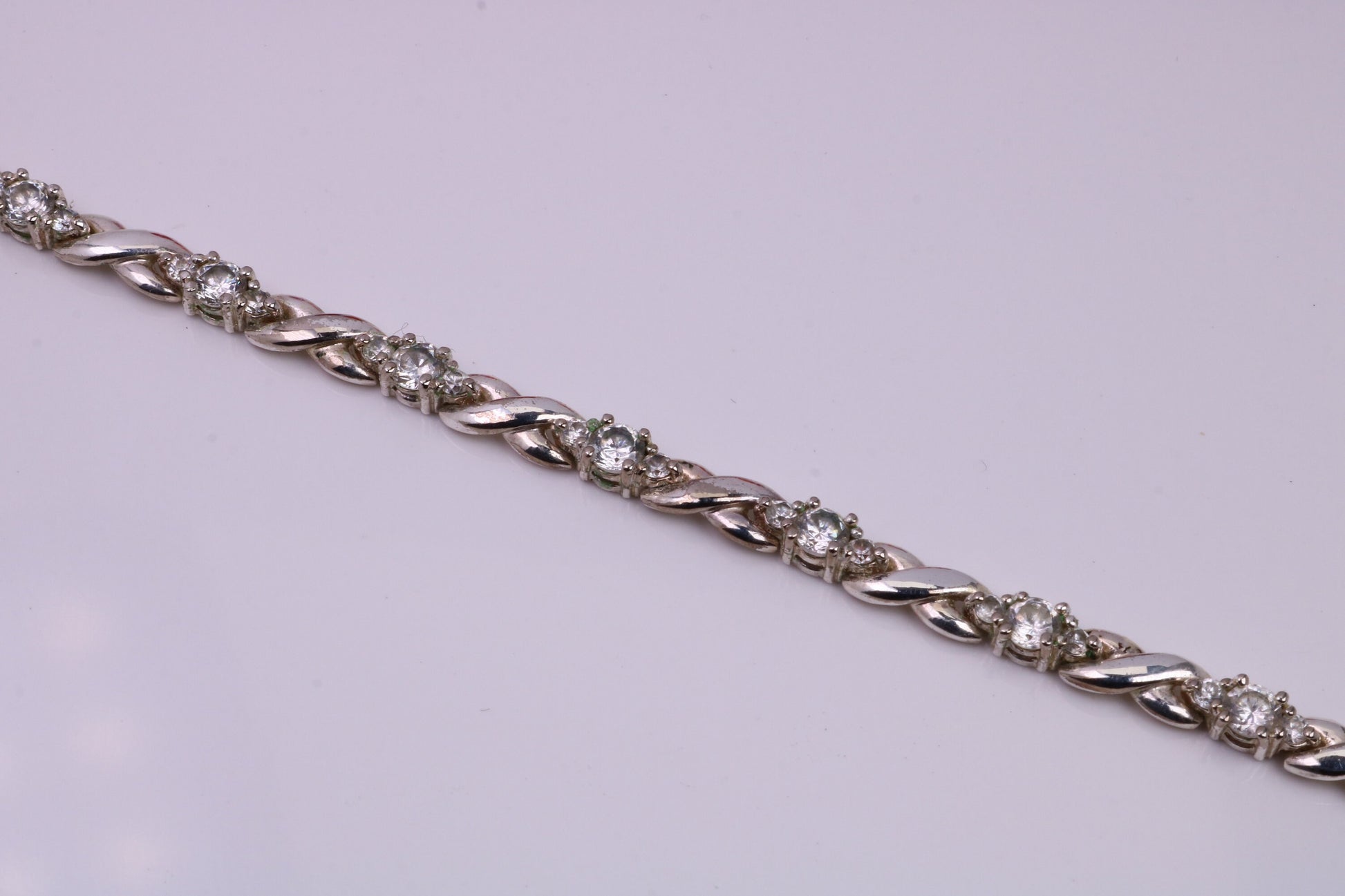 Cubic Zirconia set Tennis Bracelet, made from solid Sterling Silver, Platinum and Diamond Look for a Fraction of the cost