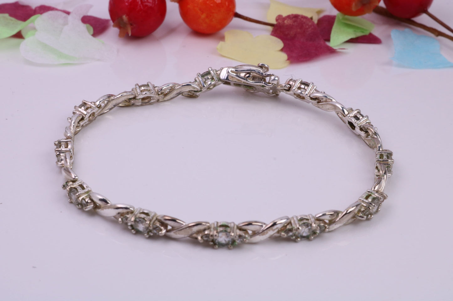 Cubic Zirconia set Tennis Bracelet, made from solid Sterling Silver, Platinum and Diamond Look for a Fraction of the cost