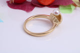 Pearl in Shell Ring, Made from solid Silver, Matt Finished with 18ct Yellow Gold Plating