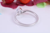 Natural Round cut Blue Topaz set Sterling Silver Ring, Very Smooth Setting, November Birthstone
