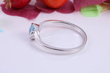 Natural Round cut Blue Topaz set Sterling Silver Ring, Very Smooth Setting, November Birthstone