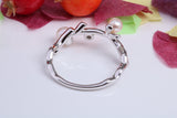 Tree Branch Ring set with Pearls and Cubic Zirconia, Made from solid Silver